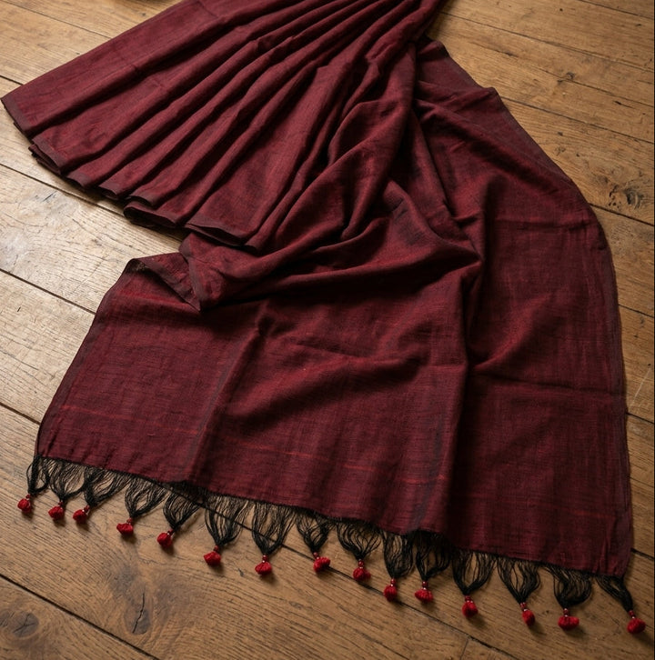 Bengal Khadi Saree Maroon