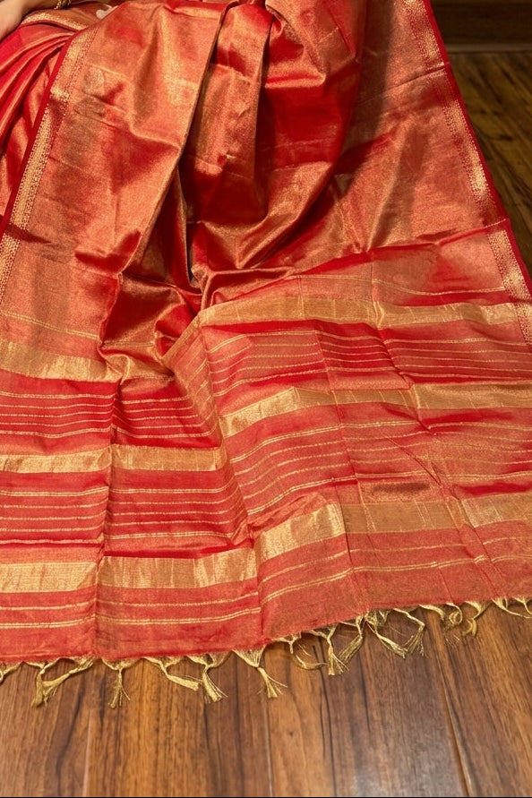 Roudro Chhowa Maheshwari Tissue silk saree