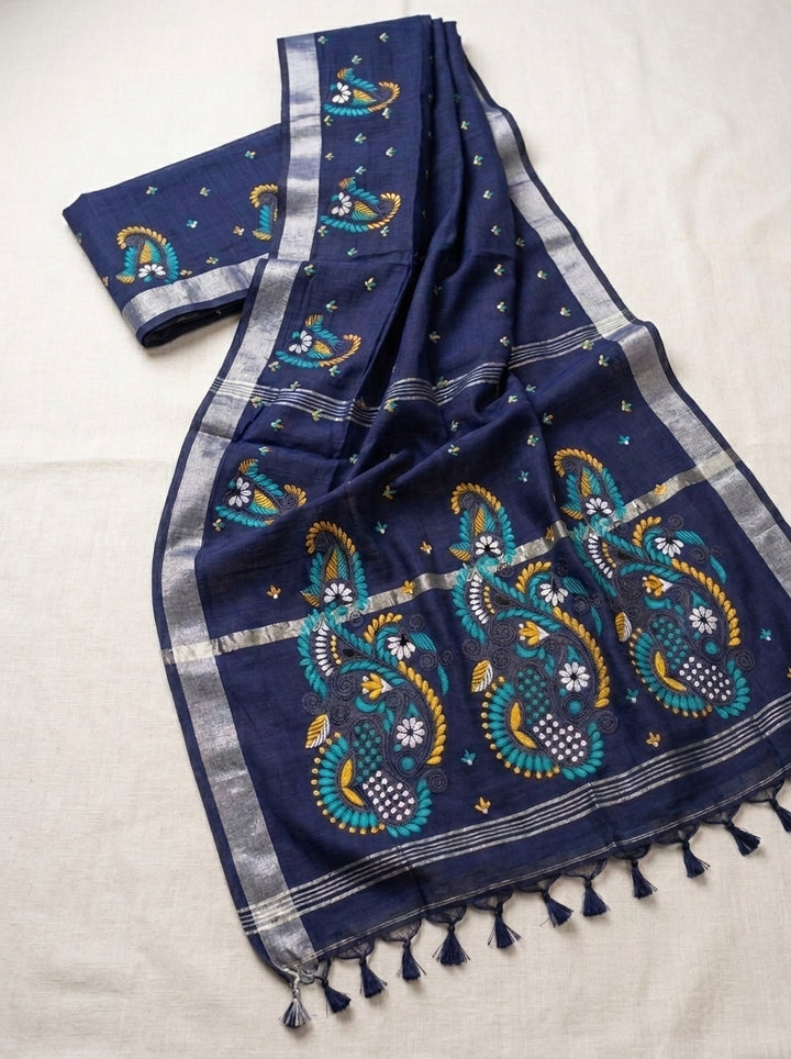 The Scarlet Heritage Khadi Linen Saree
