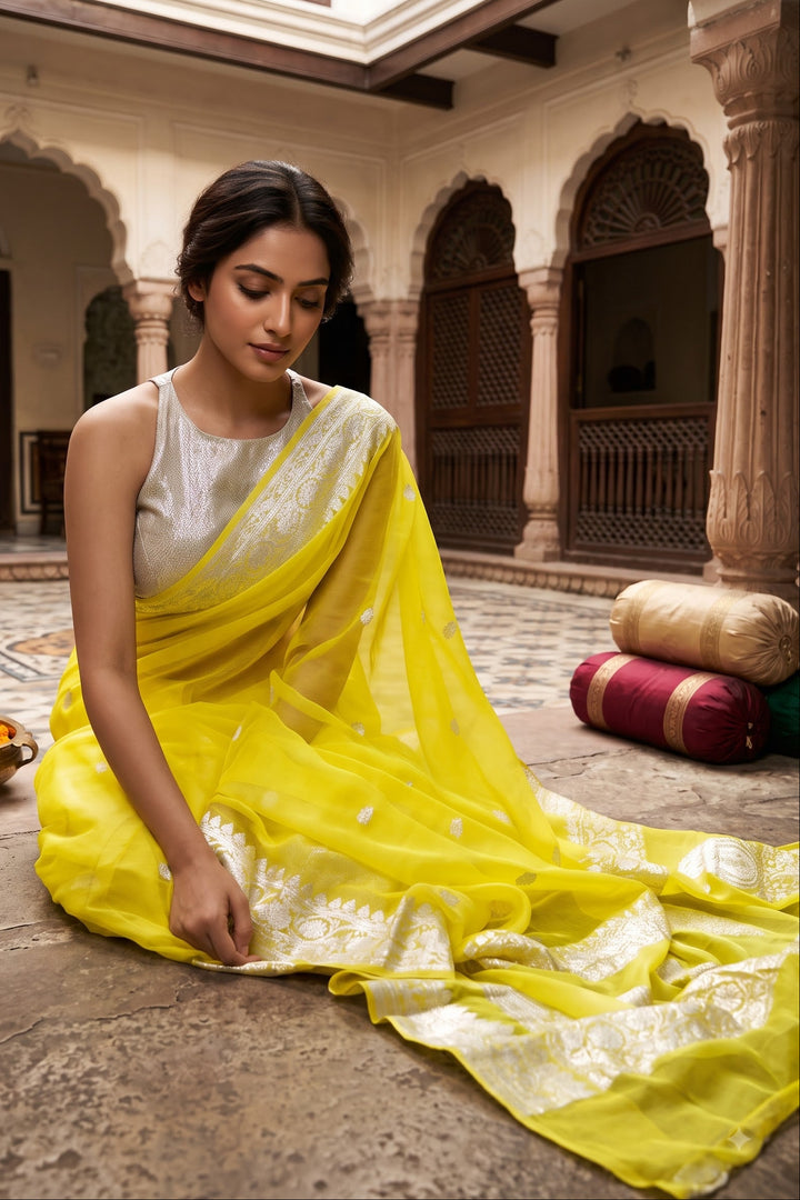 Legacy Of Khaddi Chiffon Handloom Pure Banarasi Saree