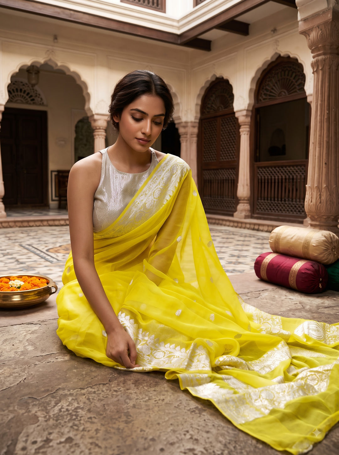 Legacy Of Khaddi Chiffon Handloom Pure Banarasi Saree
