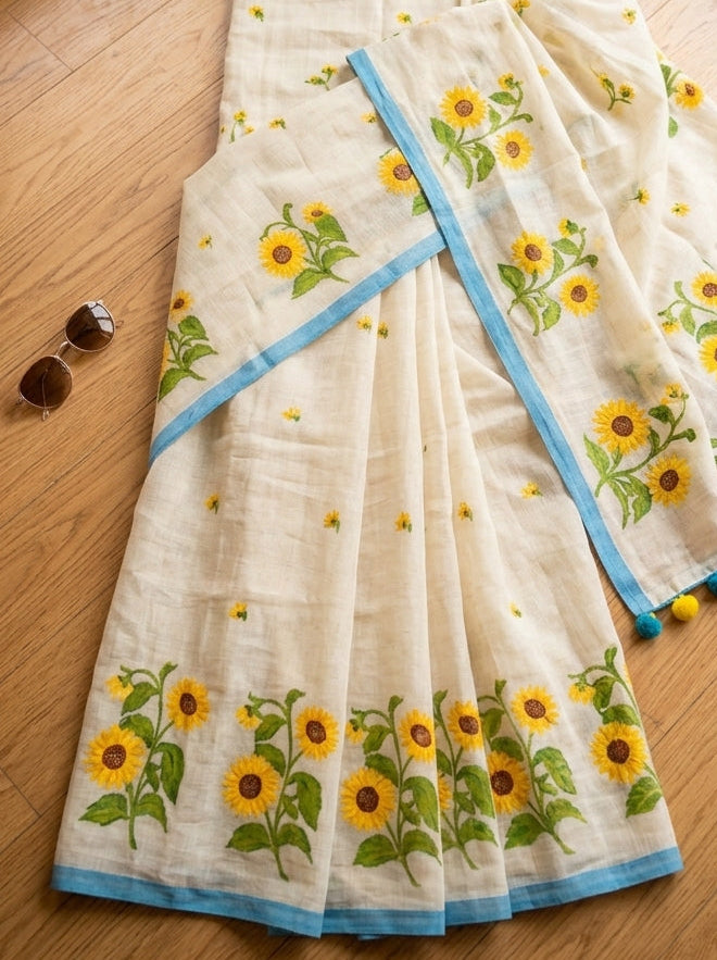 Sunflower Kiran Mul Cotton Saree