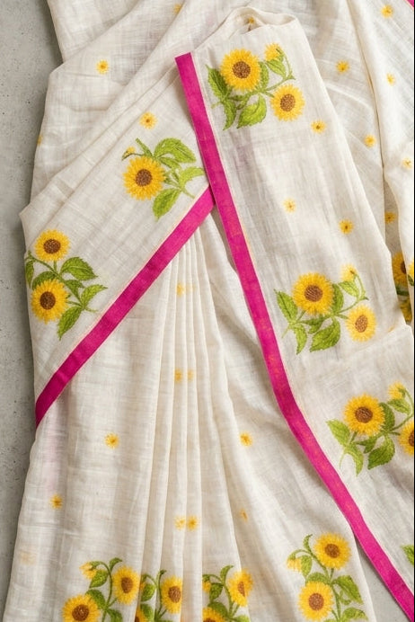 Sunflower Kiran Mul Cotton Saree