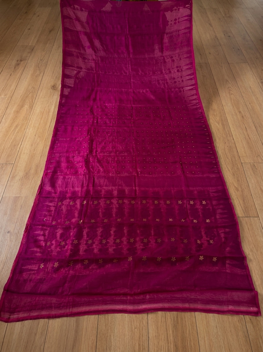 Suranjali Bengal Jamdani Saree (Wine)