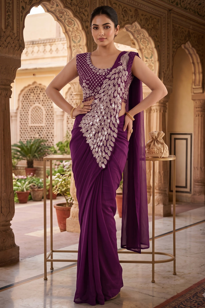 Luxe Afterdark Designer Heavy Georgette Ready-to-Wear Saree