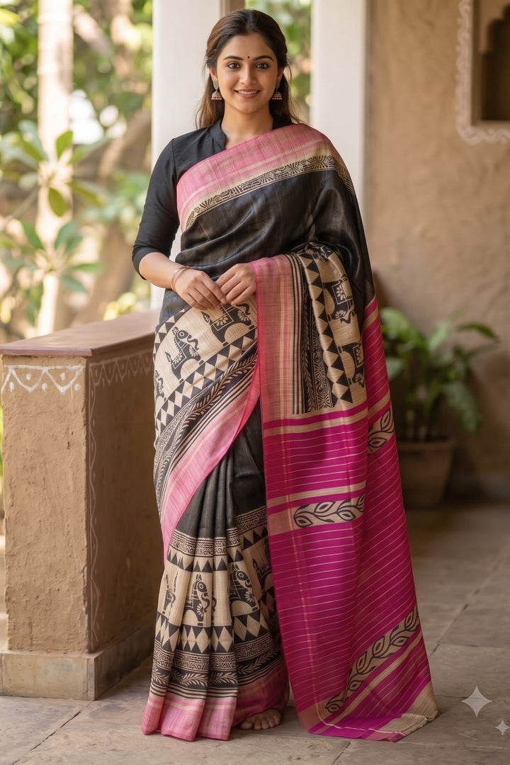 Aabhaangi Ghicha Tussar Silk Saree