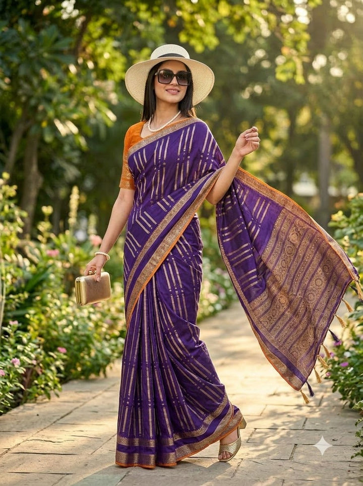 Evelyn in Gold Georgette Silk Saree