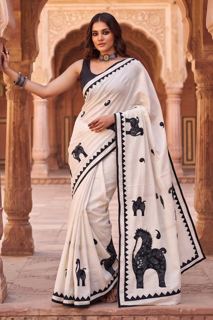 Ashwaroop Madhubani Patch Work Saree