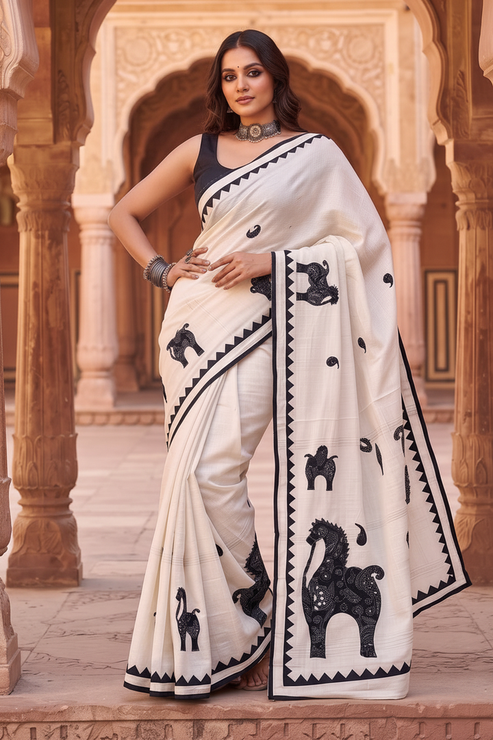 Ashwaroop Madhubani Patch Work Saree