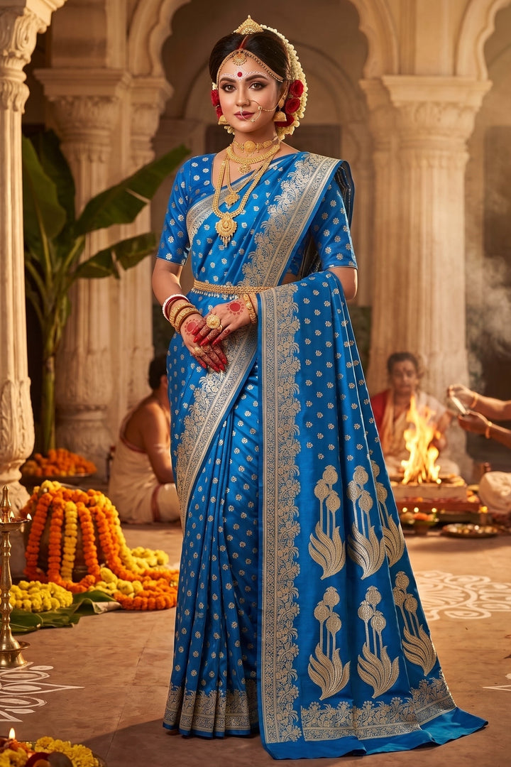 Twilight Whisper Banarasi Semi Katan Silk Saree