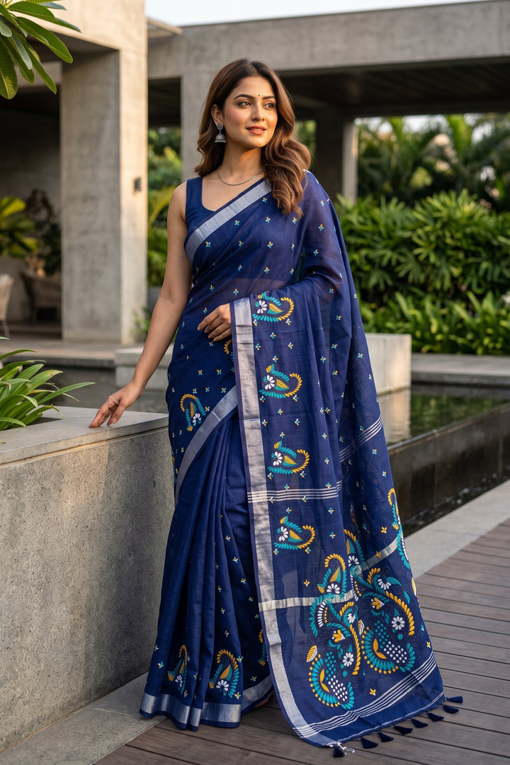 The Scarlet Heritage Khadi Linen Saree