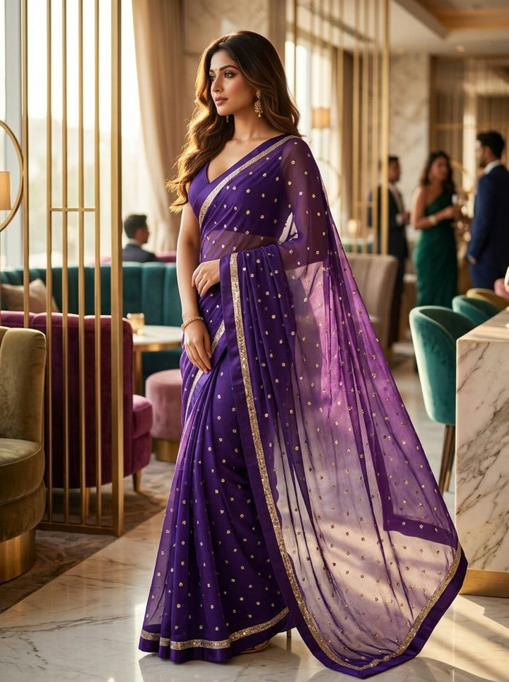 Amazing Chronicles Georgette Blue Silk Saree