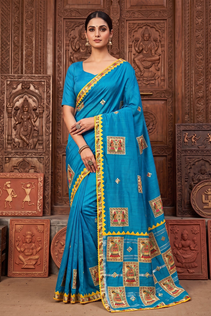 Mithila Mosaic Madhubani Patch Work Saree