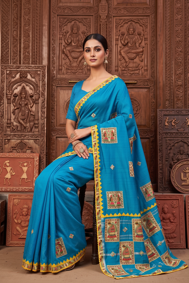 Mithila Mosaic Madhubani Patch Work Saree