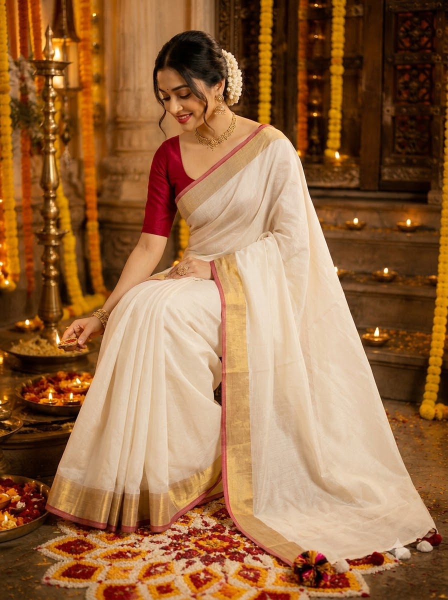 Gulabi Kanchan – Festive Mul Cotton Saree