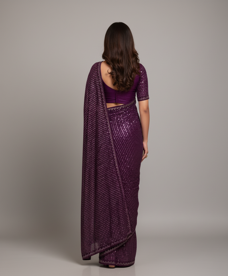 Bring On The Night Georgette Silk Saree