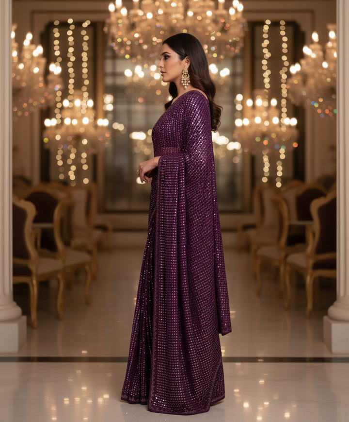 Bring On The Night Georgette Silk Saree