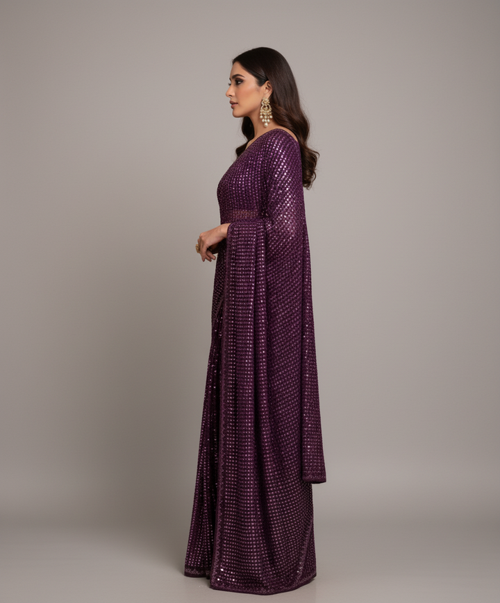 Bring On The Night Georgette Silk Saree