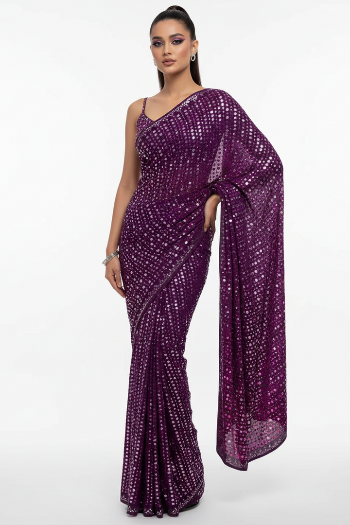 Stitch & Soul Georgette Silk Saree