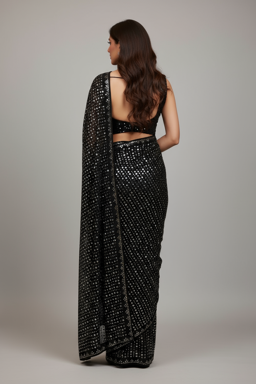 Bring On The Night Georgette Silk Saree