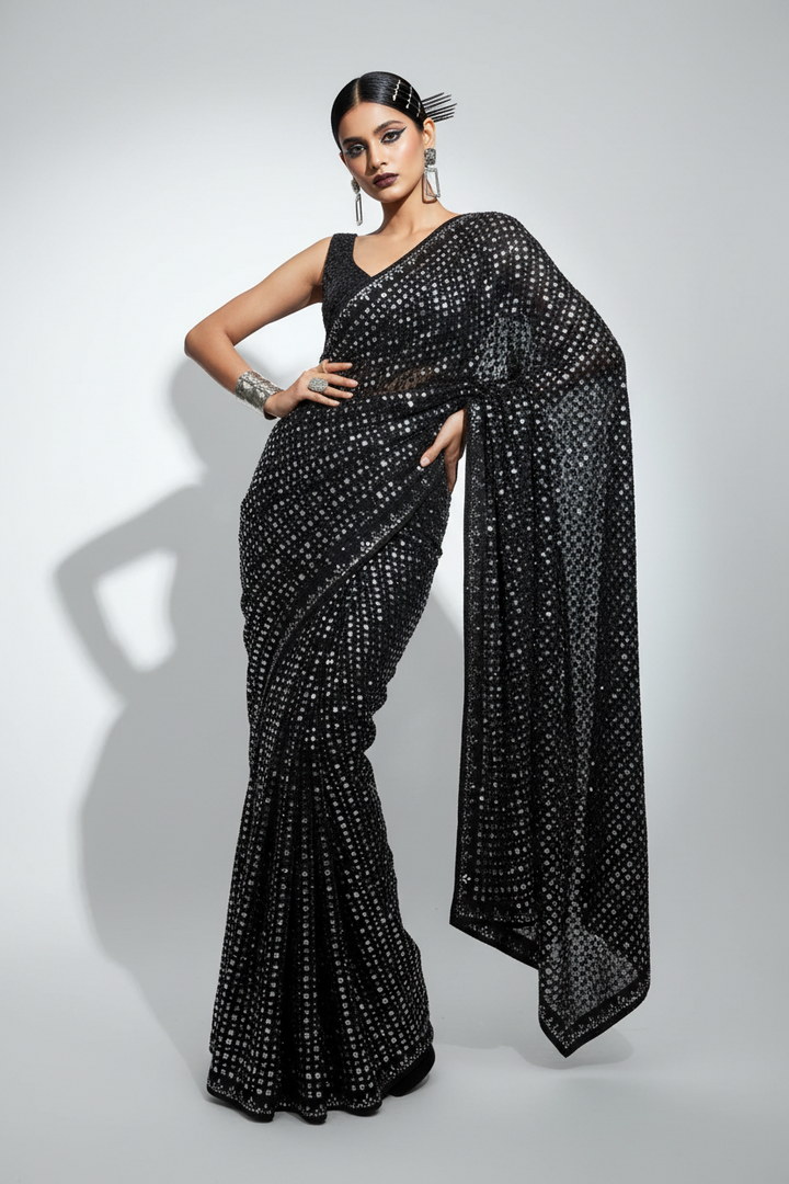 Stitch & Soul Georgette Silk Saree