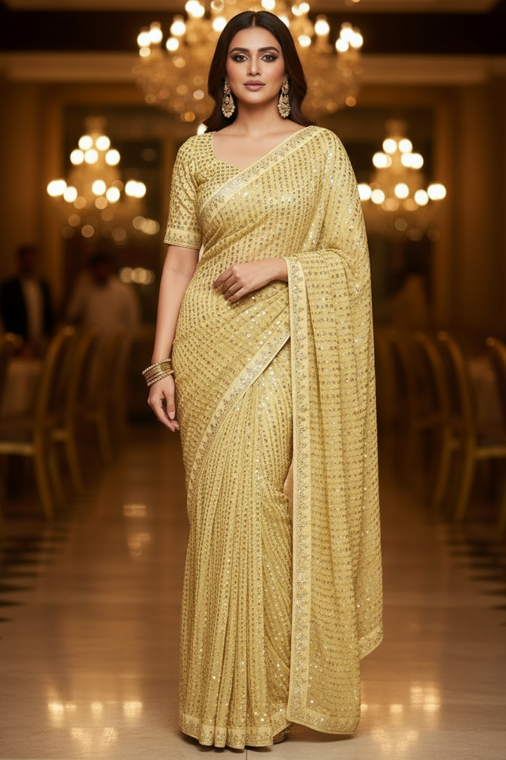 Bring On The Night Georgette Silk Saree