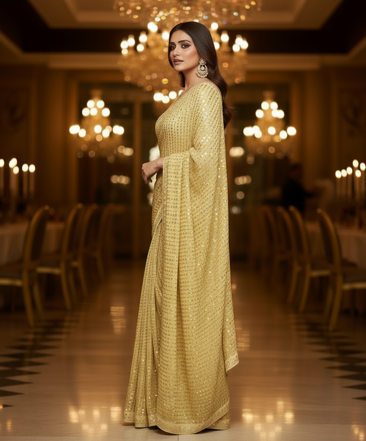 Bring On The Night Georgette Silk Saree