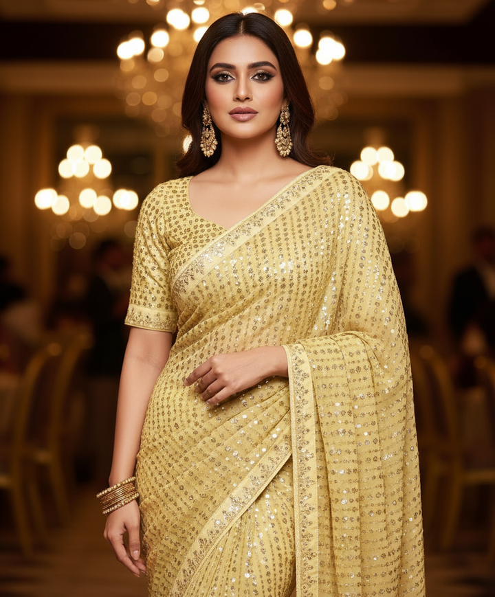 Bring On The Night Georgette Silk Saree