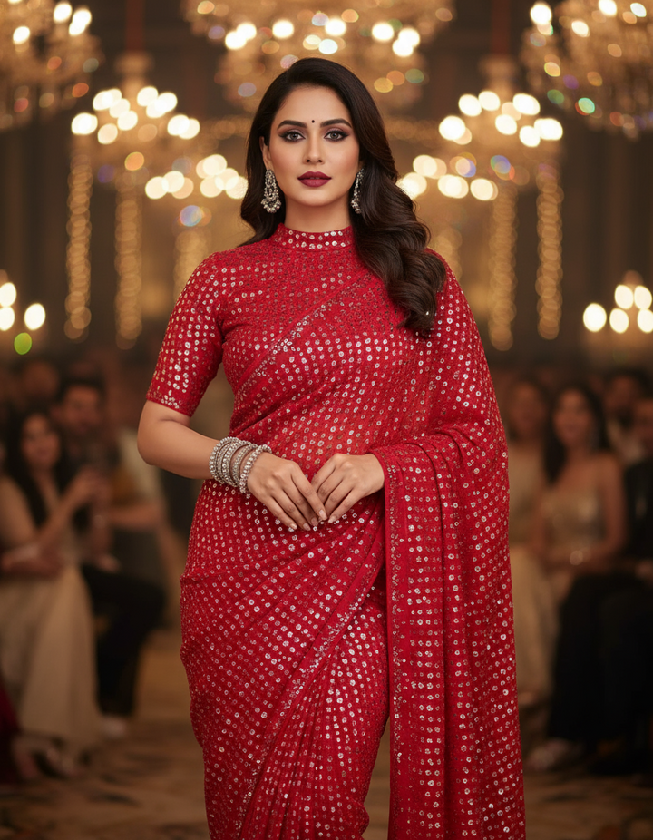 Bring On The Night Georgette Silk Saree