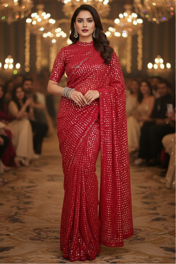 Bring On The Night Georgette Silk Saree