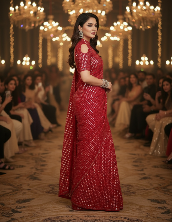 Bring On The Night Georgette Silk Saree