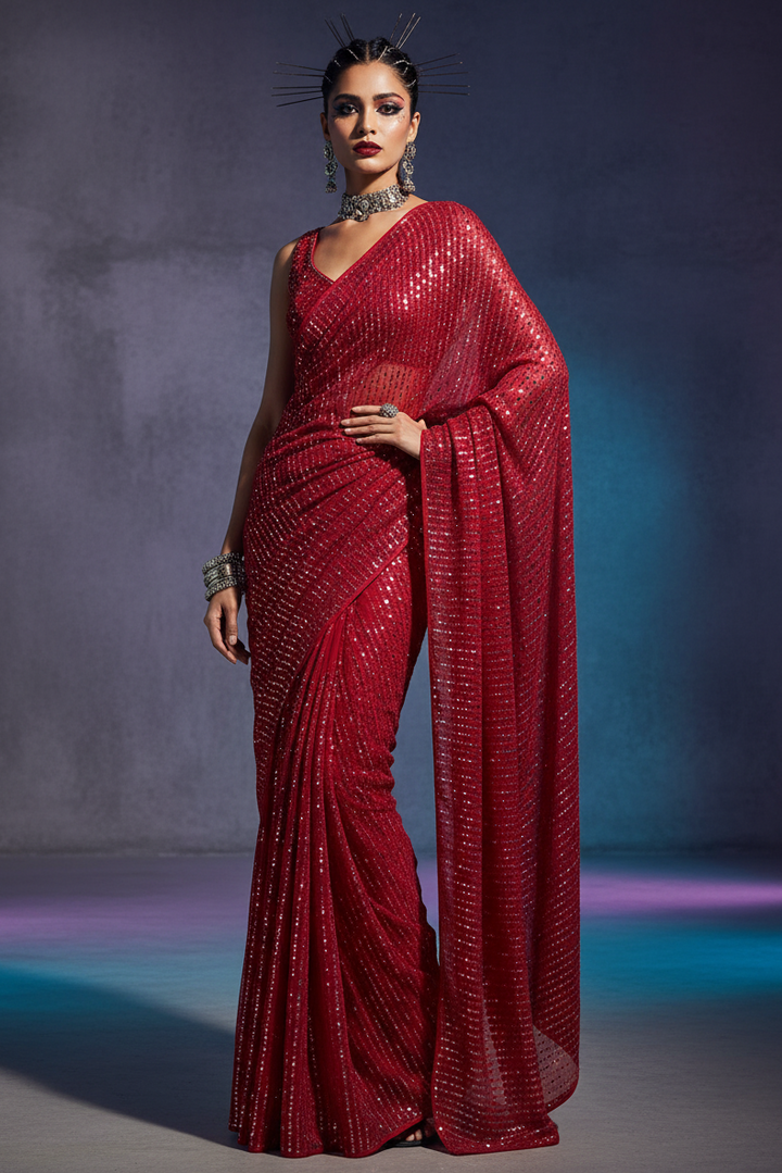 Stitch & Soul Georgette Silk Saree