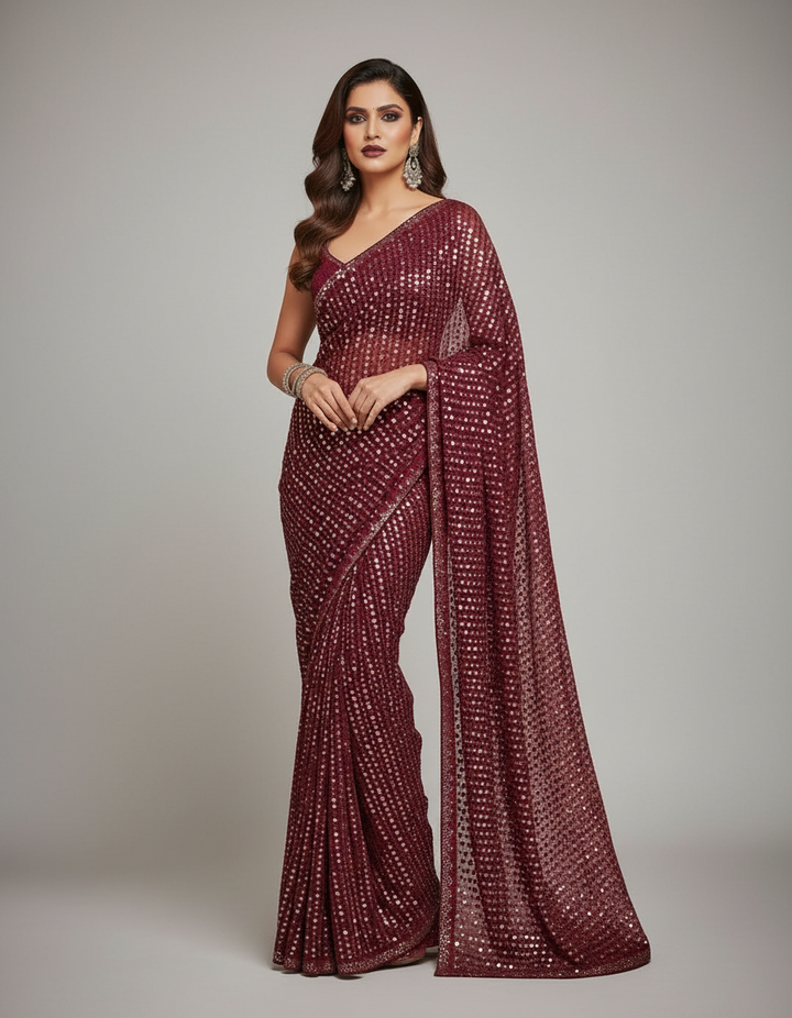 Stitch & Soul Georgette Silk Saree