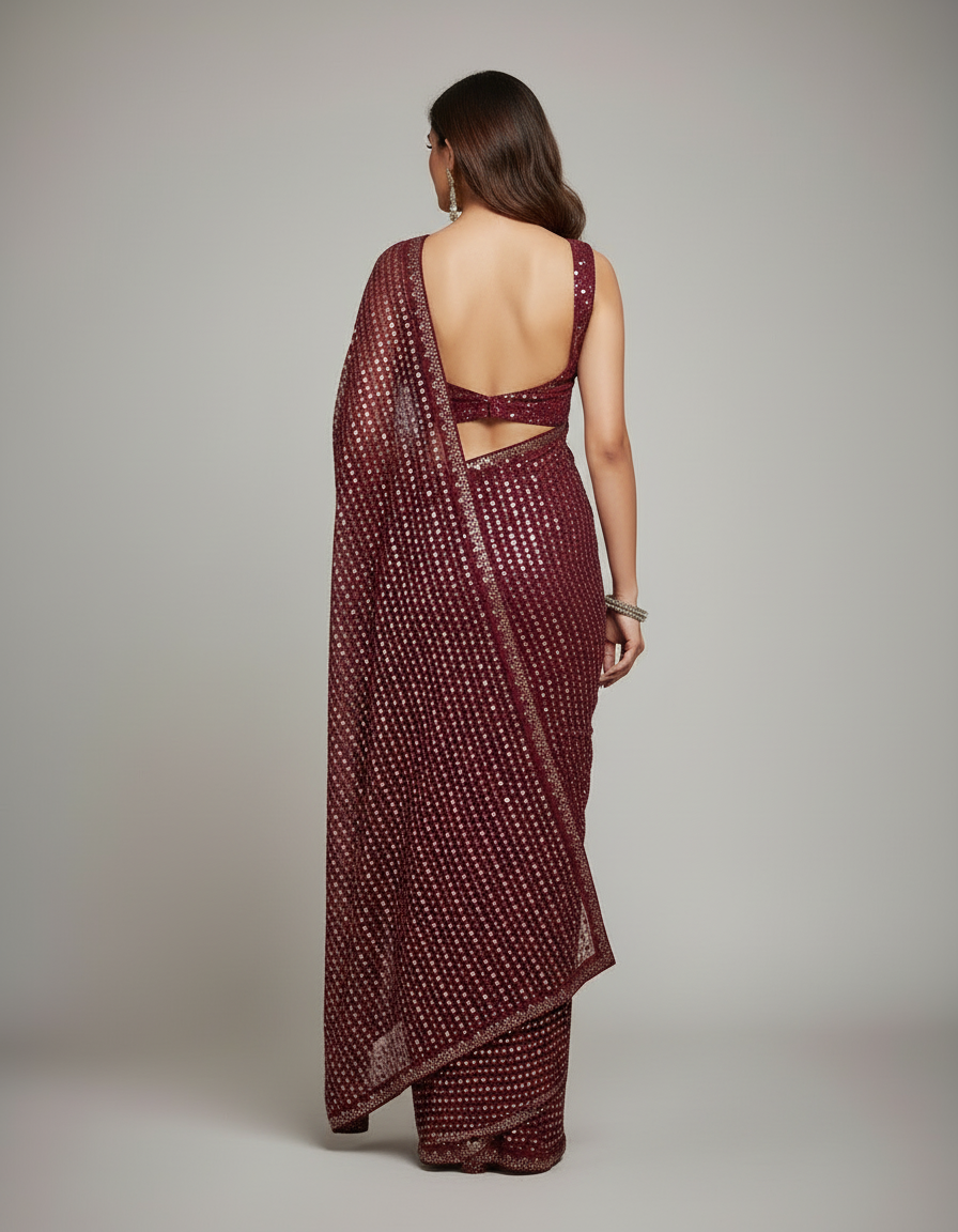 Stitch & Soul Georgette Silk Saree