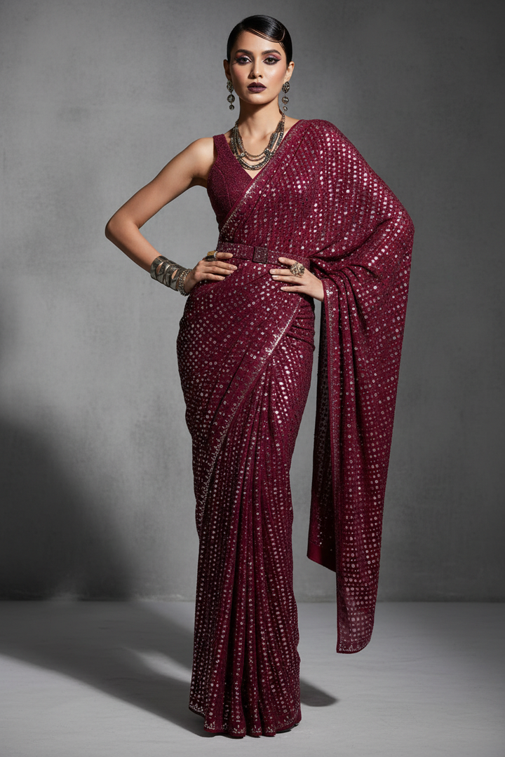 Stitch & Soul Georgette Silk Saree