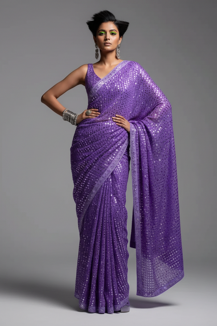 Stitch & Soul Georgette Silk Saree