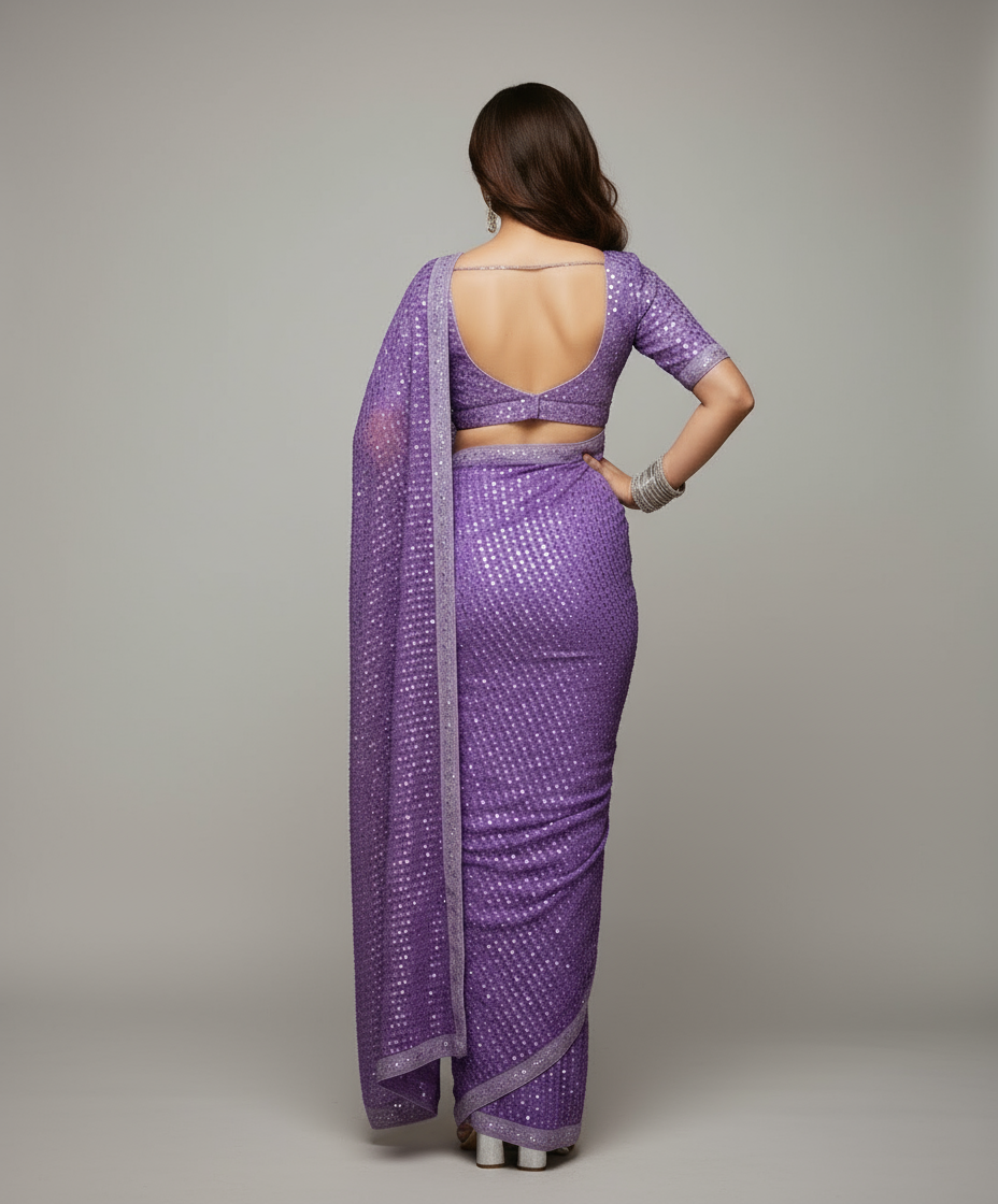 Bring On The Night Georgette Silk Saree