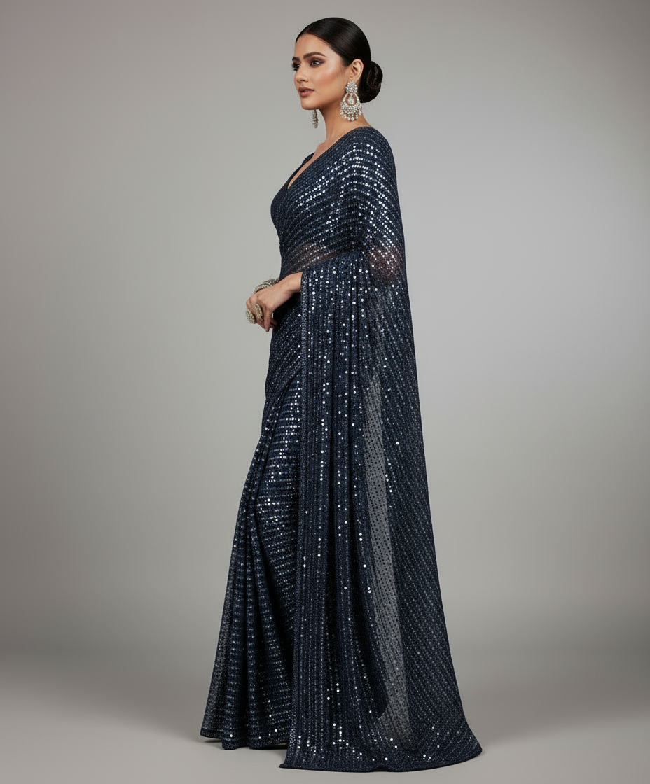 Stitch & Soul Georgette Silk Saree