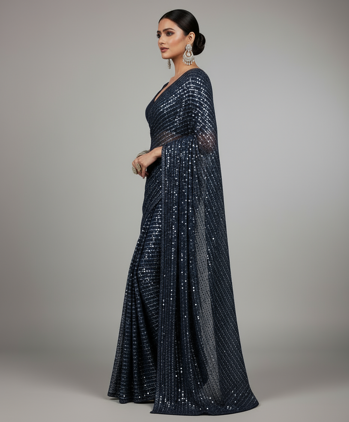 Stitch & Soul Georgette Silk Saree