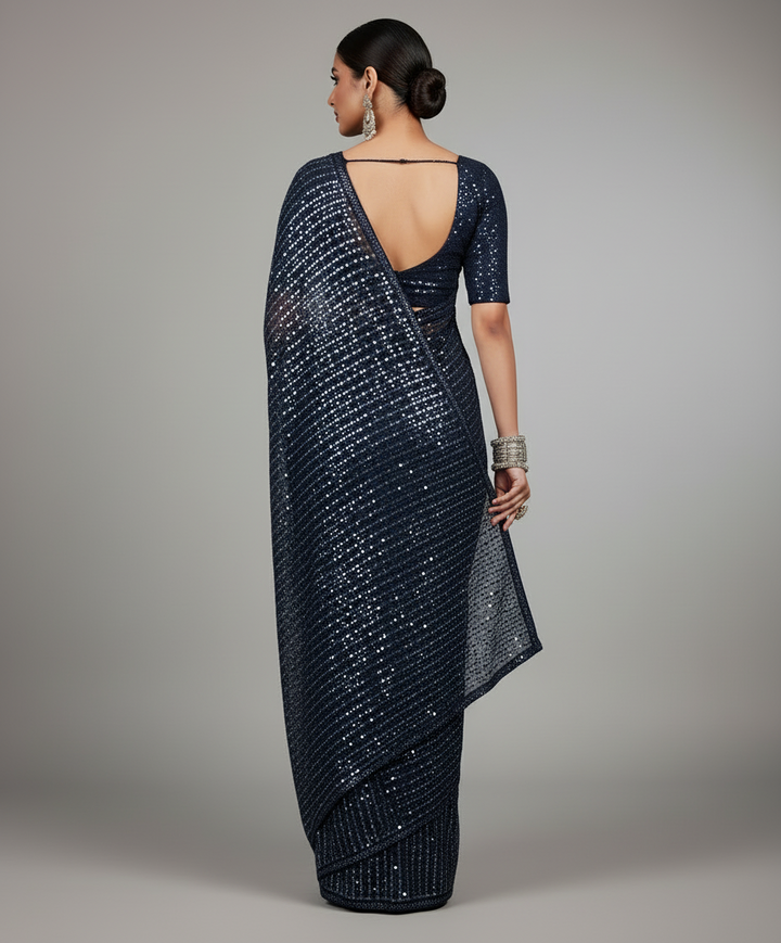 Bring On The Night Georgette Silk Saree