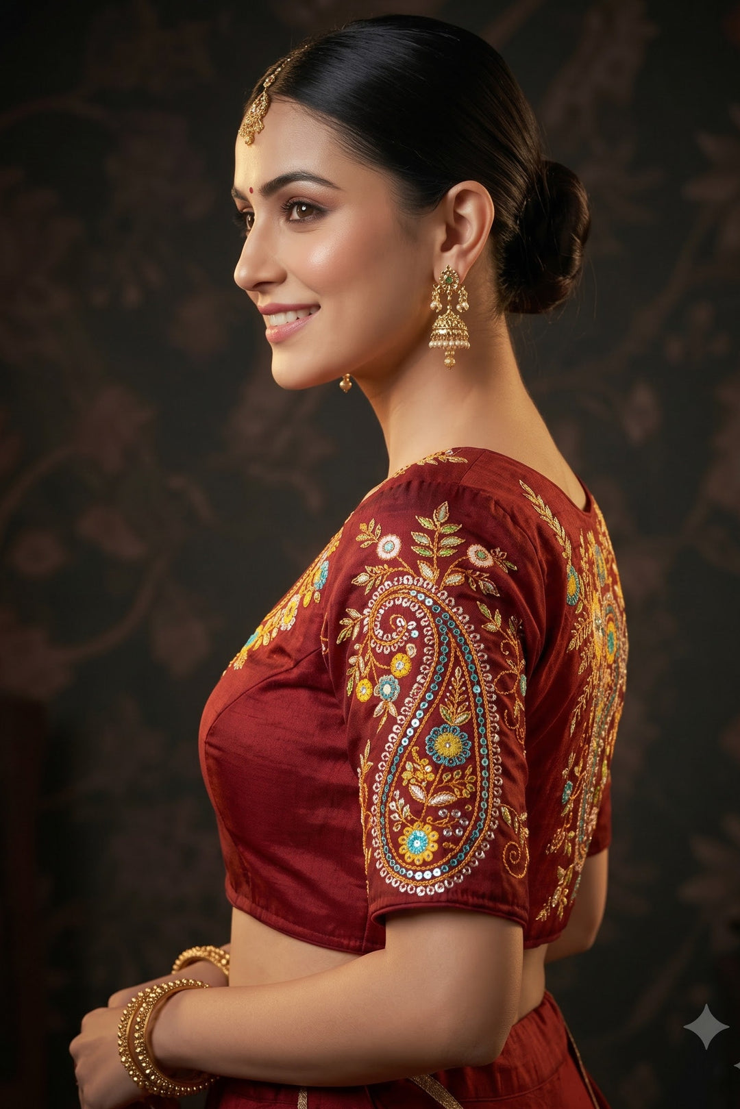 Festive Paisley Vichitra Silk Blouse
