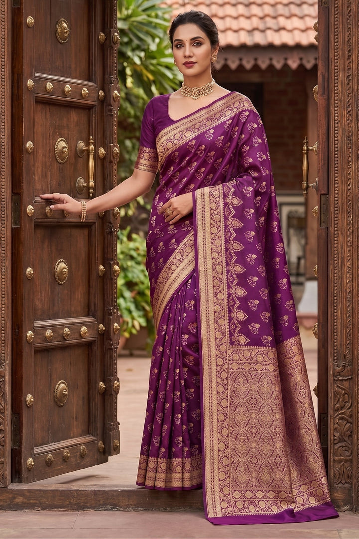 Queen's Legacy Banarasi Semi Katan Silk Saree