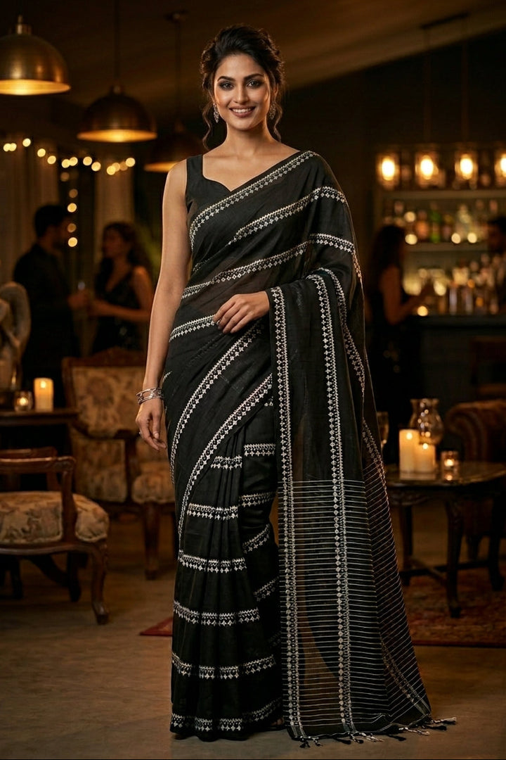 Desi Diva Drape Cotton Saree( Black)