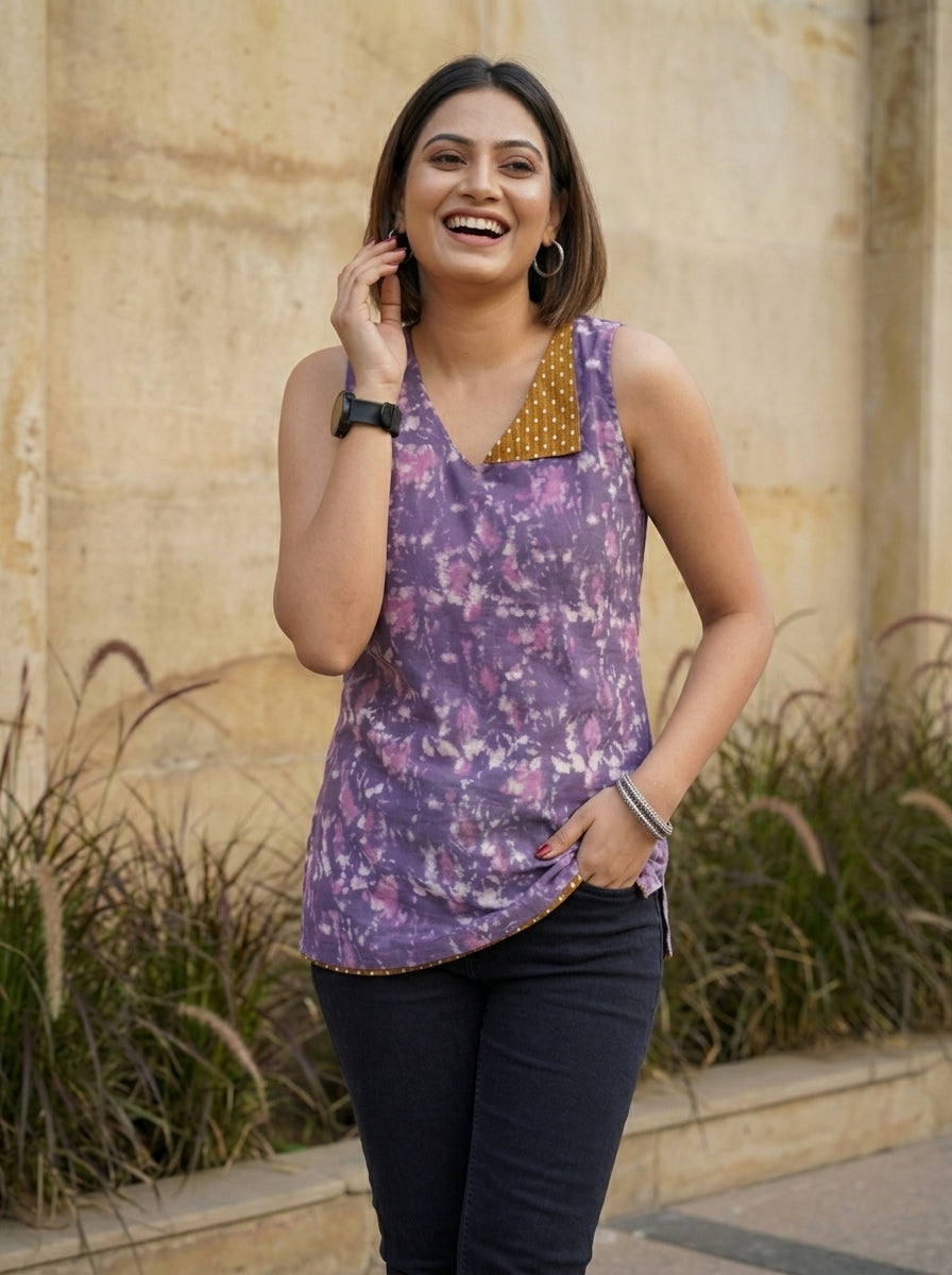 Smartness freak -Sustainable Bagru Print  Ethnic Top