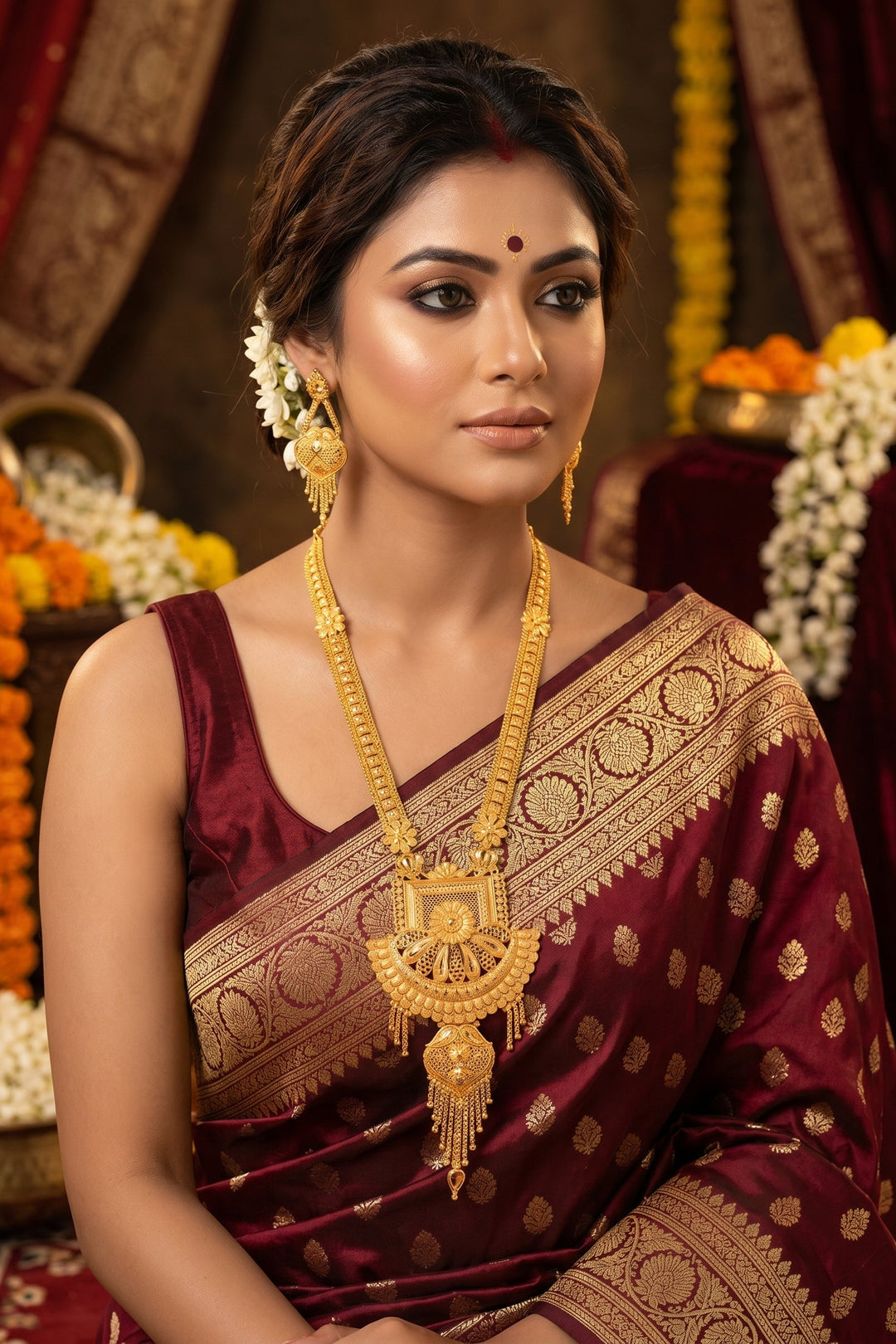 Glorious One Gold Plated Long Necklace Set