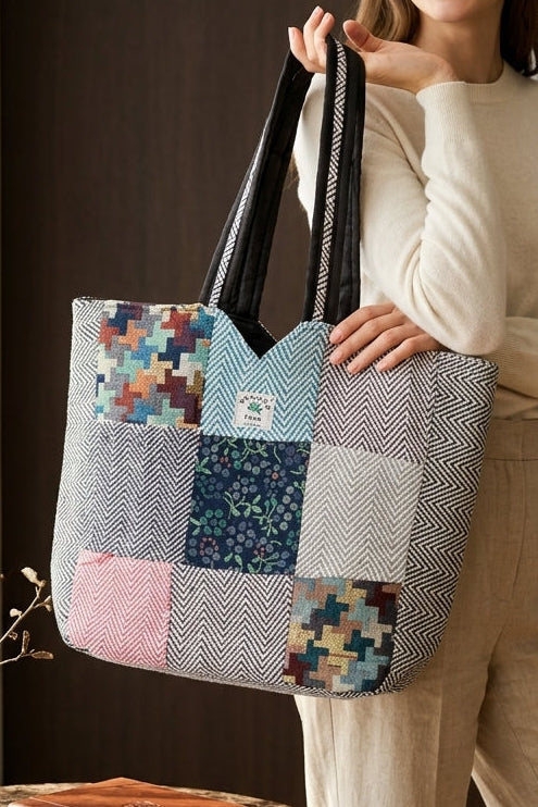 Woven Story-Patchwork Tote Bag