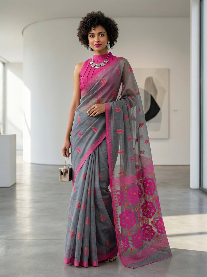 Ful Bagan Dhakai Jamdani Saree