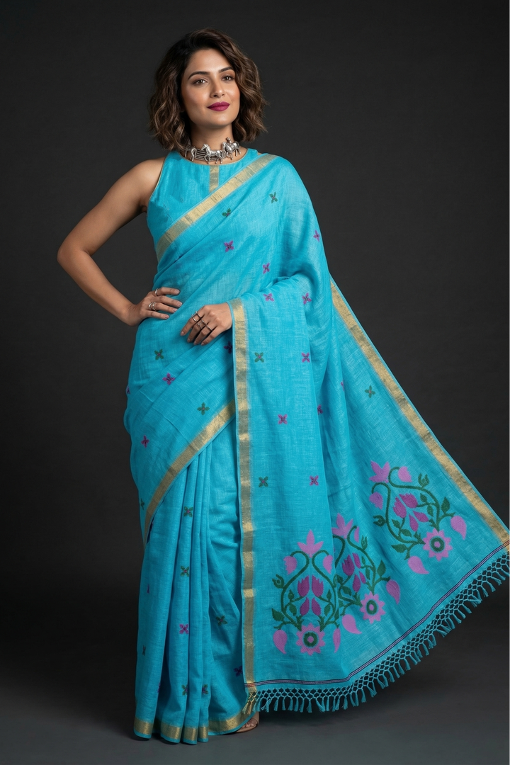 Summer Petal Linen Benarasi
