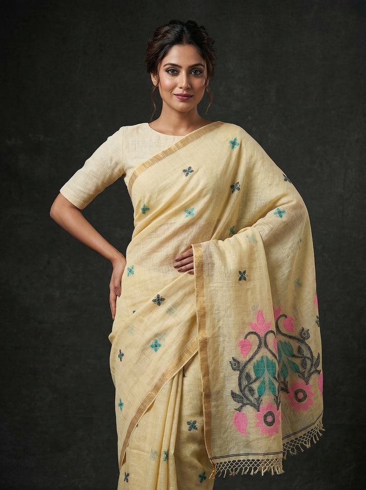 Summer Petal Linen Benarasi