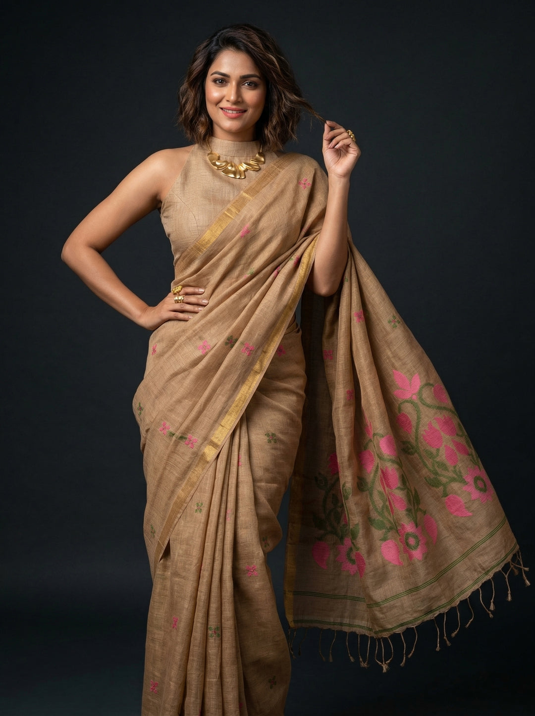 Summer Petal Linen Benarasi
